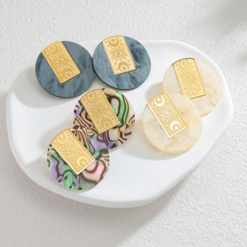 Stainless Steel Stud Earrings, plated, for woman, more colors for choice, 41mm, Sold By Pair