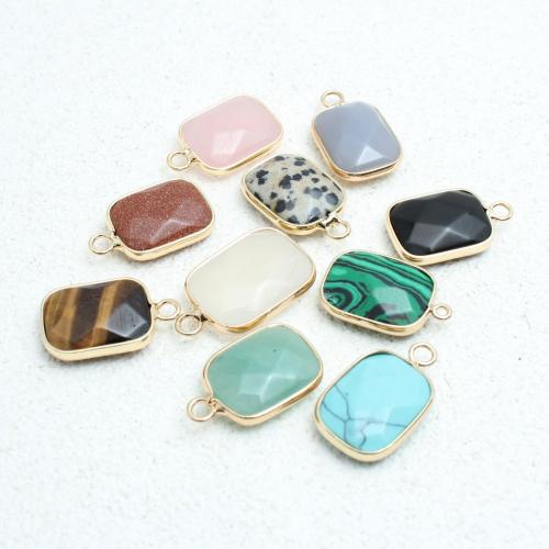 Edelstein Anhänger Schmuck, mit Zinklegierung, Rechteck, goldfarben plattiert, DIY & verschiedenen Materialien für die Wahl, 14x21mm, verkauft von PC