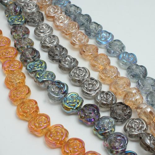 Flat Round Crystal Beads, Rose, plated, DIY, more colors for choice, 12x14mm, Approx 50PCs/Strand, Sold By Strand