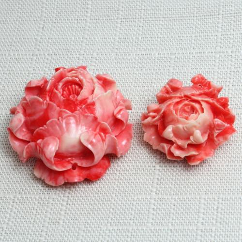 Abalorios de Resina, Flor, Tallado, Bricolaje & diverso tamaño para la opción, Rojo, Vendido por UD