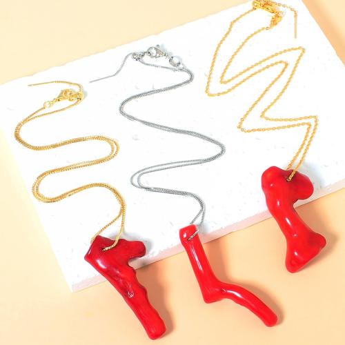 304 Stainless Steel Necklace, with Coral, Branch, Unisex & different styles for choice, coral size 10-30mm, Length:Approx 42 cm, Sold By PC