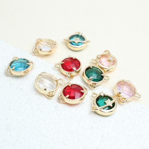 Tibetan Style Rhinestone Pendants, with Glass, gold color plated, DIY & with rhinestone, more colors for choice, 16x15mm, Sold By PC