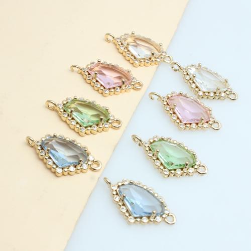 Colgantes de Cristal, aleación de zinc, con Cristal, Patrón Geométrico, chapado en color dorado, Bricolaje, más colores para la opción, 13x24mm, Vendido por UD