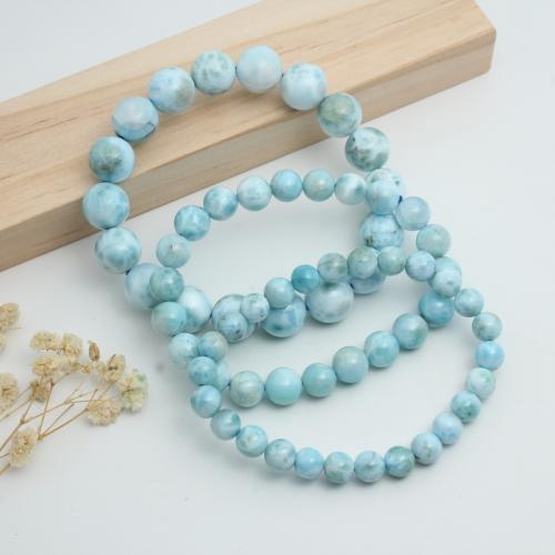 Larimar Bracelet, Round, Unisex & different size for choice, Length:Approx 7 Inch, Sold By PC