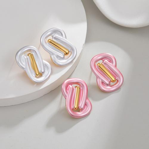 Stainless Steel Stud Earrings, gold color plated, for woman & enamel, more colors for choice, 20x28mm, Sold By Pair