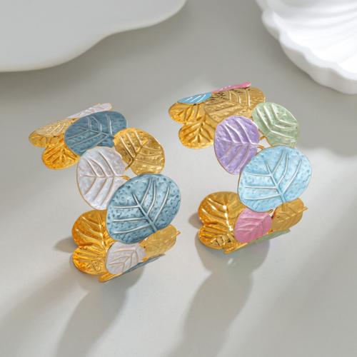 Anillo de dedo del esmalte de acero inoxidable, chapado en color dorado, ajustable & para mujer, más colores para la opción, 34mm, Vendido por UD