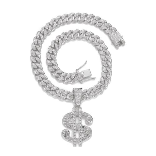 Tibetan Style Jewelry Necklace, plated, for man & with rhinestone, more colors for choice, 35.7x67mm, 13mm, Sold Per Approx 50 cm Strand