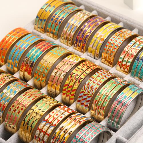 Stainless Steel Bangle, plated, different designs for choice & for woman & enamel, more colors for choice, 6mm, Inner Diameter:Approx 60mm, Sold By PC