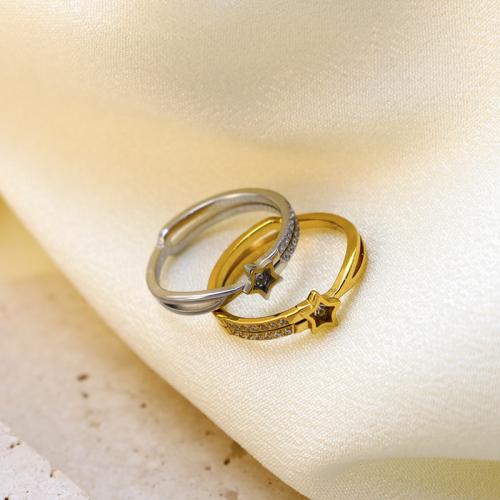 Titanium Steel Finger Ring, plated, different size for choice & for woman & with rhinestone, more colors for choice, 4mm, Sold By PC