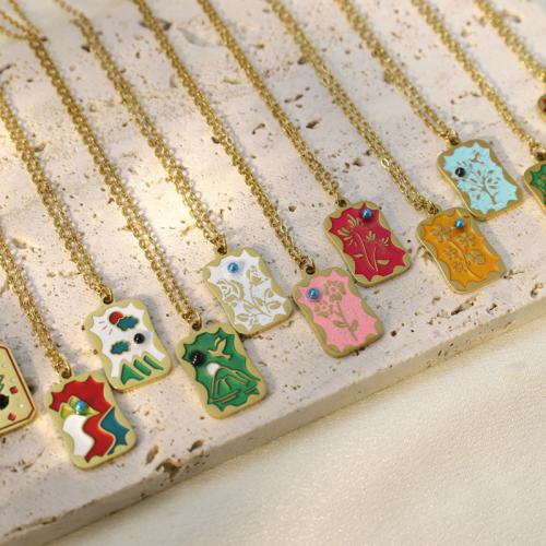 Collar de acero inoxidable de la joyería, con 5cm extender cadena, chapado en color dorado, ajustable & cadena oval & para mujer & esmalte, más colores para la opción, 12x19mm, 1.5mm, Vendido para aproximado 40 cm Sarta