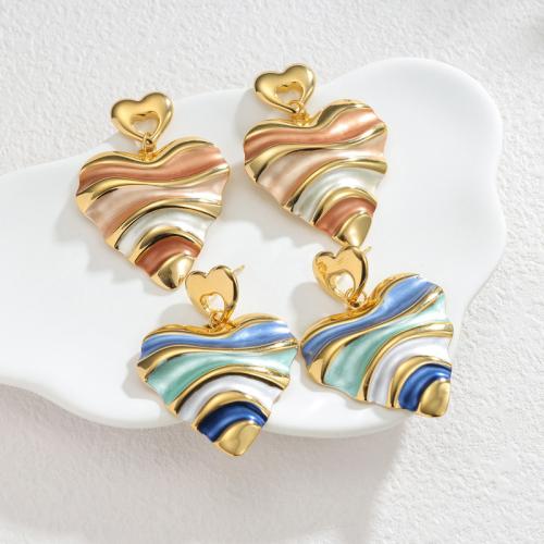 Edelstahl Tropfen Ohrring, Herz, plattiert, für Frau & Emaille, keine, 38x54mm, verkauft von Paar