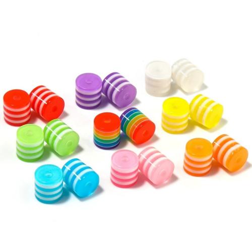 Striped Resin Beads, Column, DIY, more colors for choice, 8x9mm, 1000PCs/Bag, Sold By Bag