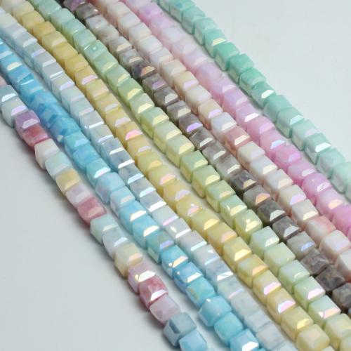 Cubic Crystal Beads, Square, colorful plated, DIY & faceted, more colors for choice, 5x6mm, Approx 63PCs/Strand, Sold By Strand