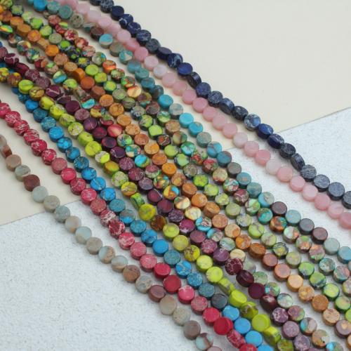 Edelstein Schmuckperlen, Impression Jaspis, flache Runde, DIY, keine, 6x6x3mm, ca. 63PCs/Strang, verkauft per ca. 38 cm Strang