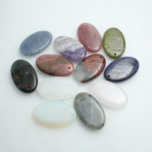 Gemstone Pendants Jewelry, Flat Oval, DIY & different materials for choice, 30x50x8mm, Sold By PC