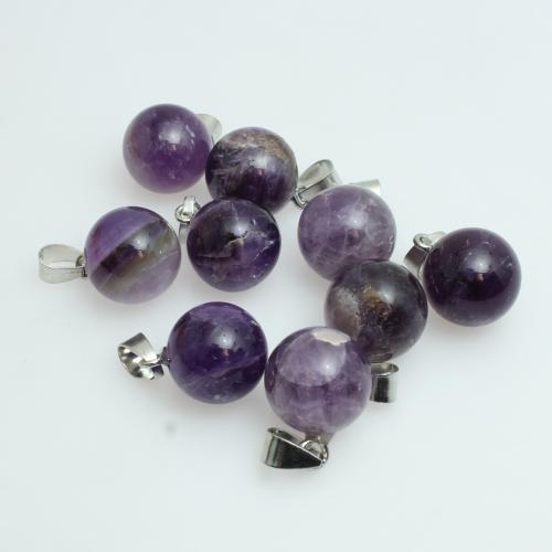 Подвески из кварца, Аметист, с цинковый сплав, Круглая, DIY, 15x25mm, продается PC