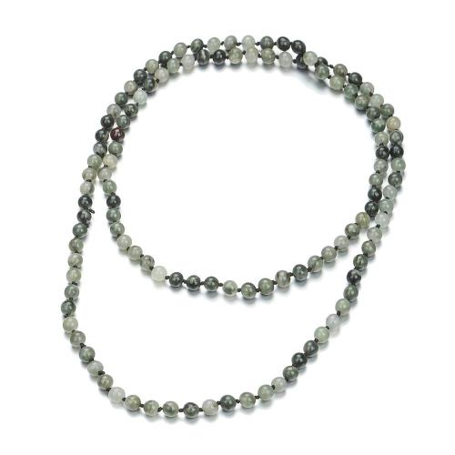 Moss Agate Necklace, Round, Unisex & different size for choice, Length:Approx 1.2 m, Sold By PC