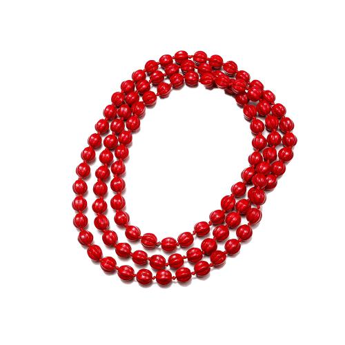 Turquoise Necklace, Pumpkin, folk style & Unisex & enamel, red, 8x8mm, Length:Approx 1.2 m, Sold By PC