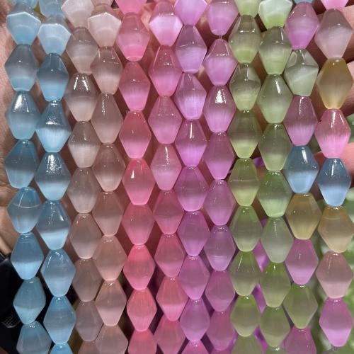 Katzenauge Perle, Rhombus, DIY, keine, 11x15mm, ca. 26PCs/Strang, verkauft von Strang