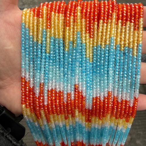 кубический цирконий Бусины, Счеты, цвет градиента & DIY & граненый, Много цветов для выбора, 2x3mm, Продан через Приблизительно 40 см Strand