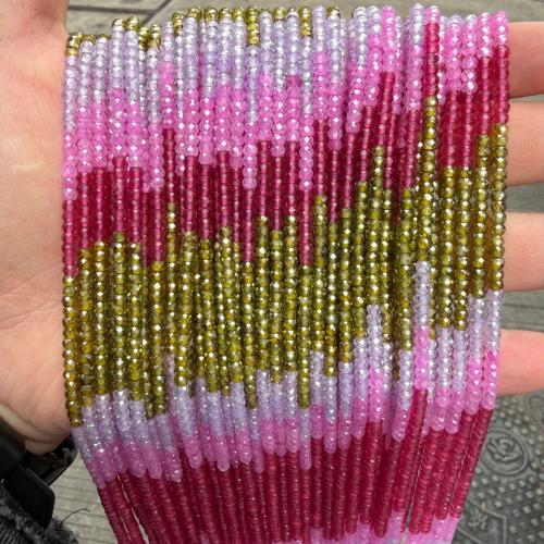 кубический цирконий Бусины, цвет градиента & DIY & граненый, Много цветов для выбора, 2x3mm, Продан через Приблизительно 37 см Strand