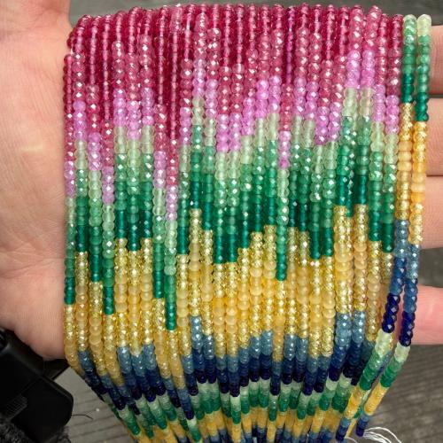 кубический цирконий Бусины, Счеты, цвет градиента & DIY & граненый, Много цветов для выбора, 2x3mm, Продан через Приблизительно 40 см Strand