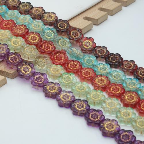 Kristall-Perlen, Kristall, Blume, DIY, mehrere Farben vorhanden, 13x13mm, ca. 25PCs/Strang, verkauft von Strang