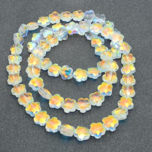 Kristall-Perlen, Kristall, Blume, plattiert, DIY, Kristall AB, 10x10mm, ca. 70PCs/Strang, verkauft von Strang