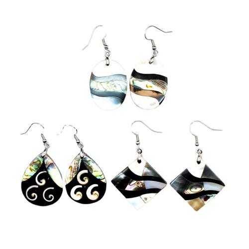 Shell Drop Earring, with Tibetan Style, different styles for choice & for woman, Sold By Pair