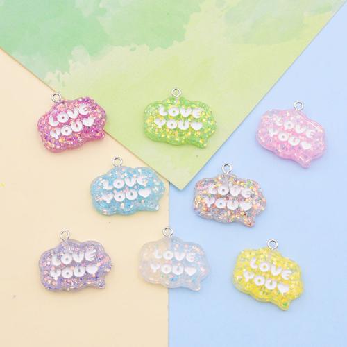 Подвески из смолы, канифоль, Облако, DIY & с письмо узором, Много цветов для выбора, 27x23mm, продается PC
