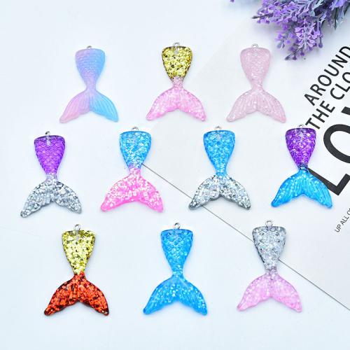 Подвески из смолы, канифоль, с Блестки, Русалка хвост, DIY, Много цветов для выбора, 48x33mm, продается PC