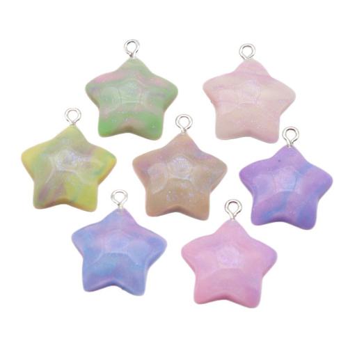 Подвески из смолы, канифоль, Звезда, цвет градиента & DIY & граненый, Много цветов для выбора, 23x21mm, продается PC