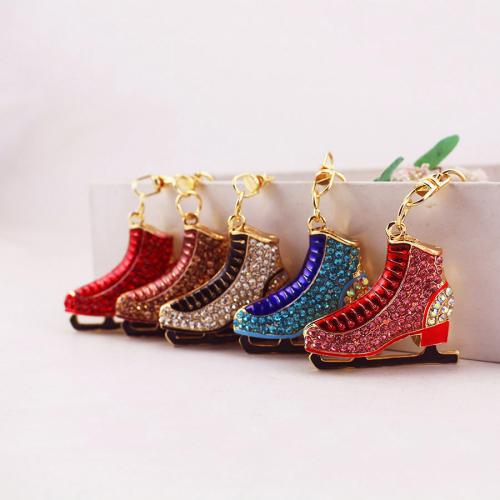 Брелки для ключей, цинковый сплав, плакирован золотом, эмаль & со стразами, Много цветов для выбора, 44x15x124mm, продается PC