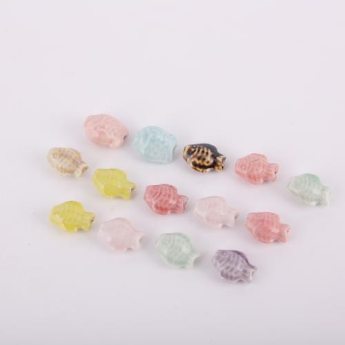 Porzellan Schmuckperlen, Fisch, glaciert, DIY, keine, Bohrung:ca. 2.5mm, verkauft von PC