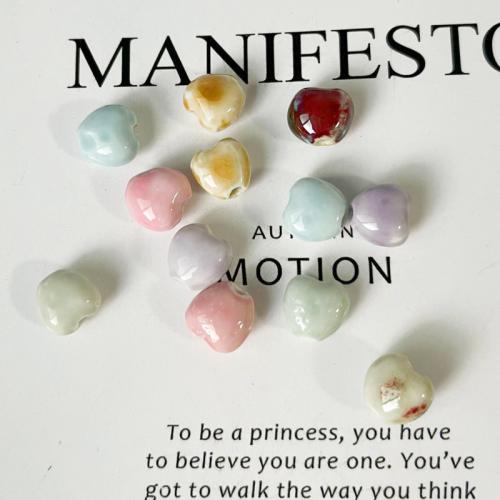 Ювелирный фарфоровый бусины, фарфор, Сердце, DIY, Много цветов для выбора, 11.50x11.50x8mm, отверстие:Приблизительно 2.3mm, продается PC