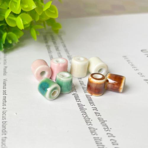 Ювелирный фарфоровый бусины, фарфор, Круглая трубка, покрытый глазурью, DIY, Много цветов для выбора, 10x11mm, отверстие:Приблизительно 3.4mm, продается PC