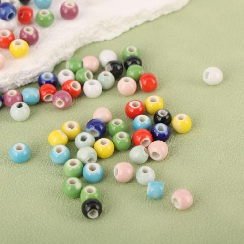 Porcelain Jewelry Beads, glazed, DIY, more colors for choice, 8mm, Hole:Approx 3mm, 50PCs/Bag, Sold By Bag