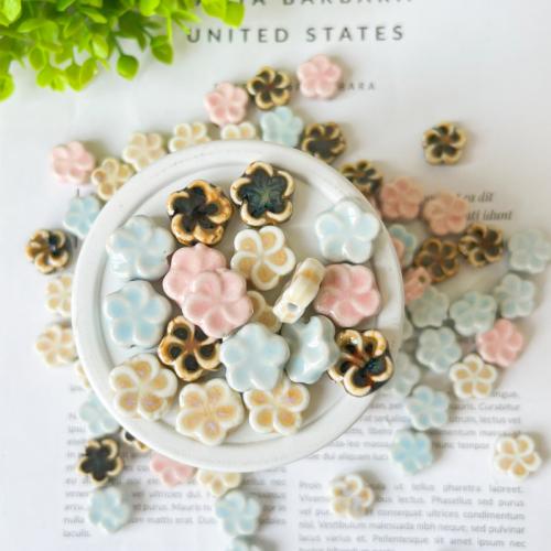 Ювелирный фарфоровый бусины, фарфор, Цветок сливы., DIY, Много цветов для выбора, 15x5.50mm, отверстие:Приблизительно 2.5mm, продается PC