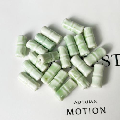 Ювелирный фарфоровый бусины, фарфор, Бамбук, DIY, зеленый, 20x8.50mm, отверстие:Приблизительно 2.5mm, продается PC