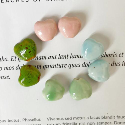 Ювелирный фарфоровый бусины, фарфор, Сердце, DIY, Много цветов для выбора, 16x15x10mm, отверстие:Приблизительно 2.5mm, продается PC