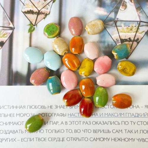 Ювелирный фарфоровый бусины, фарфор, DIY, Много цветов для выбора, 14.80x10.80x7.50mm, отверстие:Приблизительно 2.5mm, продается PC