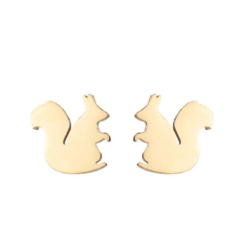 304 Stainless Steel Stud Earring, Squirrel, plated, fashion jewelry & for woman, more colors for choice, 11x9mm, 12Pairs/Bag, Sold By Bag