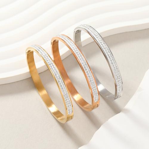 Нержавеющая сталь 304 браслет на запястье/щиколотку, Другое покрытие, ювелирные изделия моды & Женский & со стразами, Много цветов для выбора, внутренний диаметр:Приблизительно 60mm, продается PC