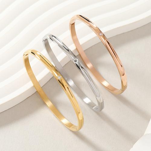 Нержавеющая сталь 304 браслет на запястье/щиколотку, Другое покрытие, Женский & со стразами, Много цветов для выбора, внутренний диаметр:Приблизительно 60mm, продается PC