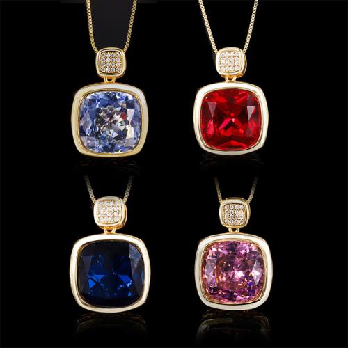 Cubic Zirconia Necklace, with Tibetan Style, Geometrical Pattern, gold color plated, for woman & with rhinestone, more colors for choice, Length:Approx 40 cm, Sold By PC