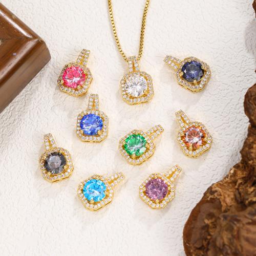 Cubic Zirconia Micro Pave Brass Pendant, Geometrical Pattern, gold color plated, DIY & micro pave cubic zirconia, more colors for choice, 10x10mm, Sold By PC