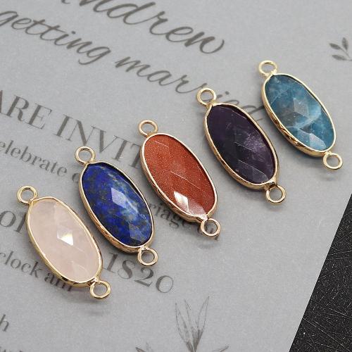 Gemstone Connector, with Brass, Oval, DIY & different materials for choice & faceted, 11x30mm, Sold By PC