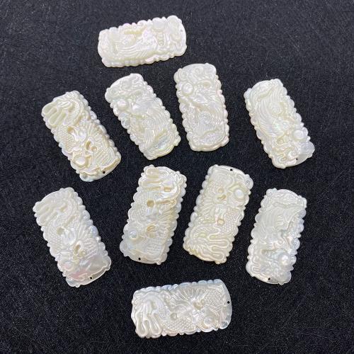 Natural White Shell Pendants, Rectangle, Carved, DIY & different styles for choice, 18x35mm, Sold By PC