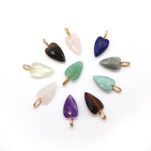 Gemstone Pendants Jewelry, with Brass, Heart, gold color plated, DIY & different materials for choice & faceted, 12x27mm, Sold By PC