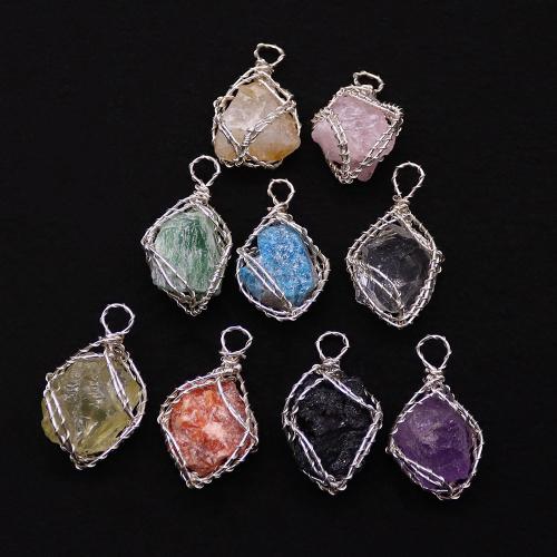 Gemstone Pendants Jewelry, with 304 Stainless Steel, irregular, DIY & different materials for choice, pendant size 20-35mm, Sold By PC